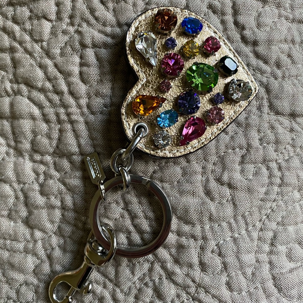 Coach heart rhinestone keychain